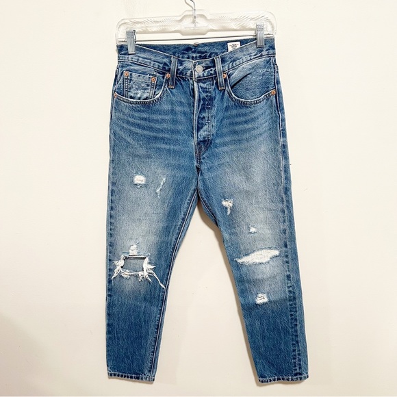 Levi's Denim - Levi's Selvedge High Rise Button Front Distressed Jean